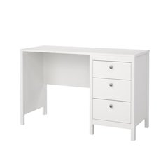 White 3-Drawer Computer Desk for Home Office or Study Table Area