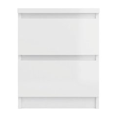 White High Gloss Nightstand with 2 Drawers and Timeless Design