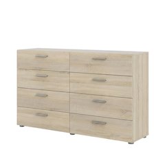 Oak-colored bedroom dresser with 8 drawers and timeless design