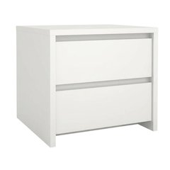 White 17-Inch Tall Nightstand with 2-Drawer Storage and Metal Runners