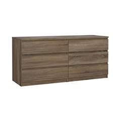 Elegant Truffle Oak Double Dresser with Six Spacious Drawers for Storage