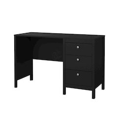 Black Matte Computer Desk with 3 Drawers, Home Office Study Table