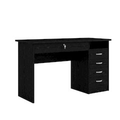 Black 5-Drawer Computer Desk with Storage for Home Office or Workspace