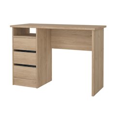 Brown Computer Desk with 3 Drawers and Open Shelf for Home Office