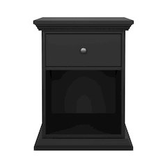 North Nightstand 1 Drawer and Open Storage, Matte Black