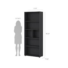 Sign 6 Shelf Boockase, Home Office Storage, Matte Grey
