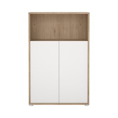 Adjustable 3 Shelf Bookcase with 2 Doors, Open Storage Home Office Bookshelf