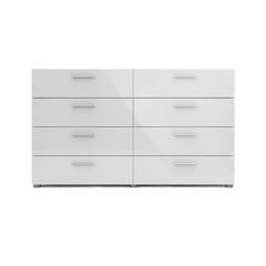 Austin 8 Drawer Double Dresser, Oak Structure/White High Gloss
