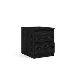 Black 2 Drawer Nightstand - Bedroom Bedside Drawer Storage Furniture