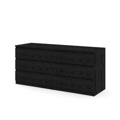 Black 6 Drawer Dresser - Elegant Bedroom and Closet Wood Dresser Storage