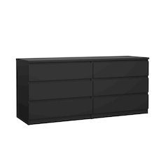 Scottsdale 6 Drawer Double Dresser, Black Matte