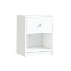 White 1 Drawer Nightstand - Modern Gray Nightstand with Hidden Compartment
