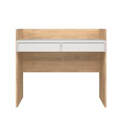 Wren Home Office Writing Desk with 2 Storage Drawers, Jackson Hickory/White
