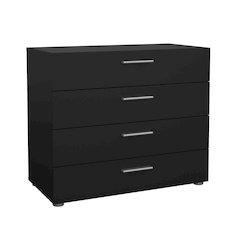 Austin 4 Drawer Chest, Black Matte