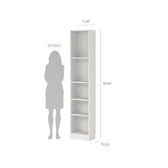 Basic Tall Wide 5 Shelf Bookcase, White