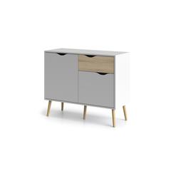 White Sideboard with Drawer and Doors - Elegant White Storage Cabinet