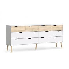 Diana 8 Drawer Dresser, White/Oak Structure