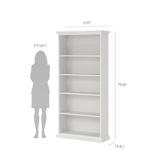 Tall Wide 5 Shelf Bookcase, White