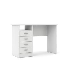 Warner Desk with 4 Drawers, White