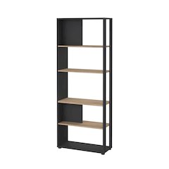 Sign 5 Shelf Bookcase Room Divider, Matte Grey/Jackson Hickory