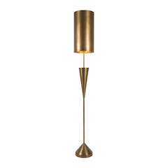 Antique Gold Floor Lamp With Metal Barrel Shade