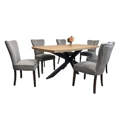 Logan 82" Dining Table, with 6 Cleo Mink Dining Chairs