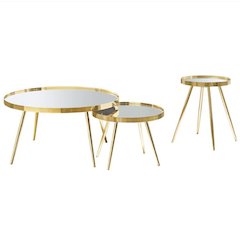 Kaelyn 3-piece Round Coffee and End Table Set Gold
