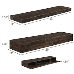 Distressed Floating Shelf Set With Hidden Storage (3 Pcs)