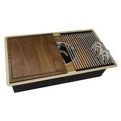 33-inch Polished Brass Matte Gold Stainless Steel Workstation Kitchen Sink