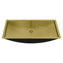 34 x 14 inch Brushed Gold Polished Brass Rectangular Bathroom Sink Undermount