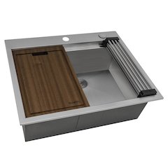 25 x 20 inch Workstation Drop-in Topmount Kitchen Sink 16 Gauge Stainless Steel