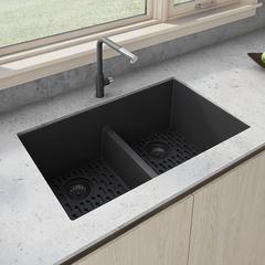 Ruvati 33 x 19 inch Undermount Low Divide Double Bowl Kitchen Sink