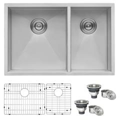 Ruvati 29-inch Undermount 60/40 Double Bowl Zero Radius 16 Gauge Kitchen Sink