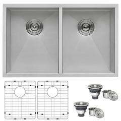 Ruvati 30-inch Undermount 50/50 Double Bowl Zero Radius 16 Gauge Kitchen Sink