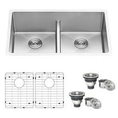 Ruvati 30-inch Low-Divide Undermount Double Bowl 16 Gauge Kitchen Sink