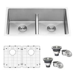 Ruvati 32-in Low-Divide Undermount Double Bowl 16 Gauge Kitchen Sink