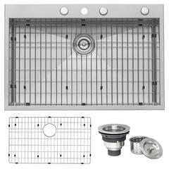 Ruvati 33 x 22 inch Kitchen Sink Single Bowl 4 holes