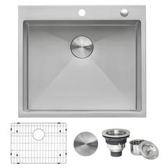 Ruvati 25-in Drop-in Topmount 16 Gauge Rounded Corners Kitchen Sink Single Bowl
