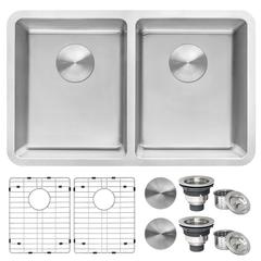 Ruvati 28-inch Undermount Kitchen Sink 50/50 Double Bowl 16 Gauge