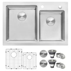 Ruvati 33 x 22 inch Drop-in Topmount Kitchen Sink 16 Gauge 60/40 Double Bowl