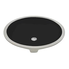 16 x 13 inch Undermount Bathroom Sink Black Oval Porcelain Ceramic