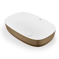 19-inch Matte Gold and White Bathroom Vessel Sink epiStone Solid Surface