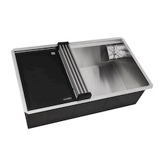 32-inch Glass Rinser and Sink Combo Workstation Kitchen Sink Single Bowl