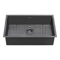 30in Black Stainless Steel Workstation Undermount Kitchen Sink Single Bowl