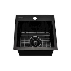 15inch Gunmetal Black Stainless Steel Drop-in Topmount Bar Prep Sink Single Bowl