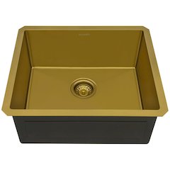 21-inch Polished Brass Matte Gold Stainless Steel Kitchen Sink 16 Single Bowl