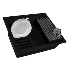 23-inch epiCube Granite Composite Workstation Matte Black Drop-in Topmount