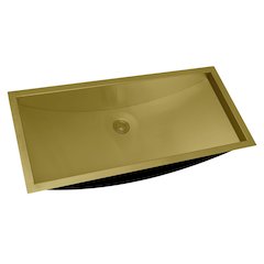 30 x 14 inch Brushed Gold Polished Brass Rectangular Bathroom Sink Undermount
