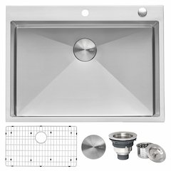 27 x 20 inch 16 Gauge Stainless Steel Rounded Corners Kitchen Sink Single Bowl