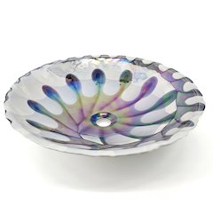20 inch Murano Glass Art Drop In Round Decorative Pattern Bathroom Sink